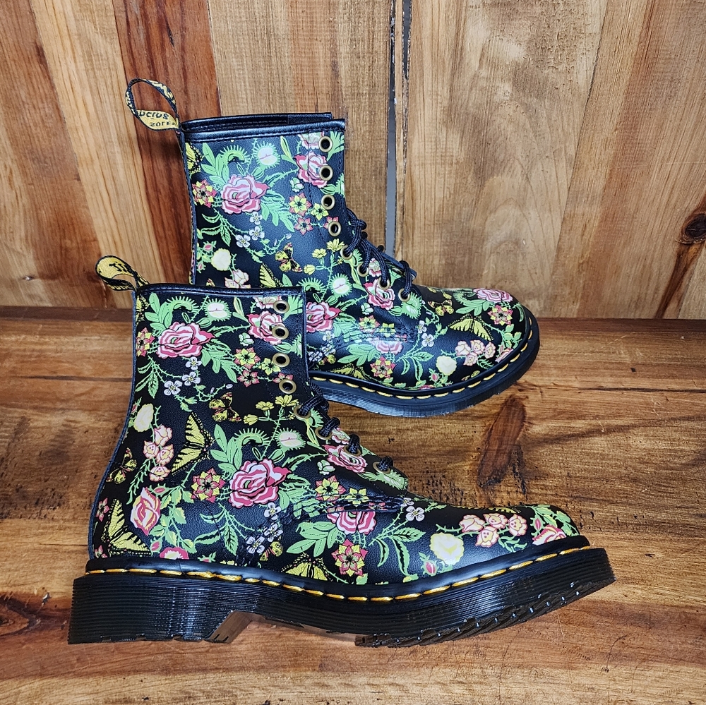Dr Martens 1460 Floral Bloom Leather Lace Up - Picture 7 of 13